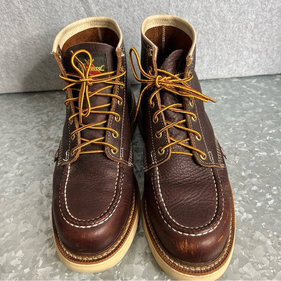 Thorogood American Heritage 6" Safety Toe Work Boot Max Wear Wedge Brown Leather - Picture 2 of 16